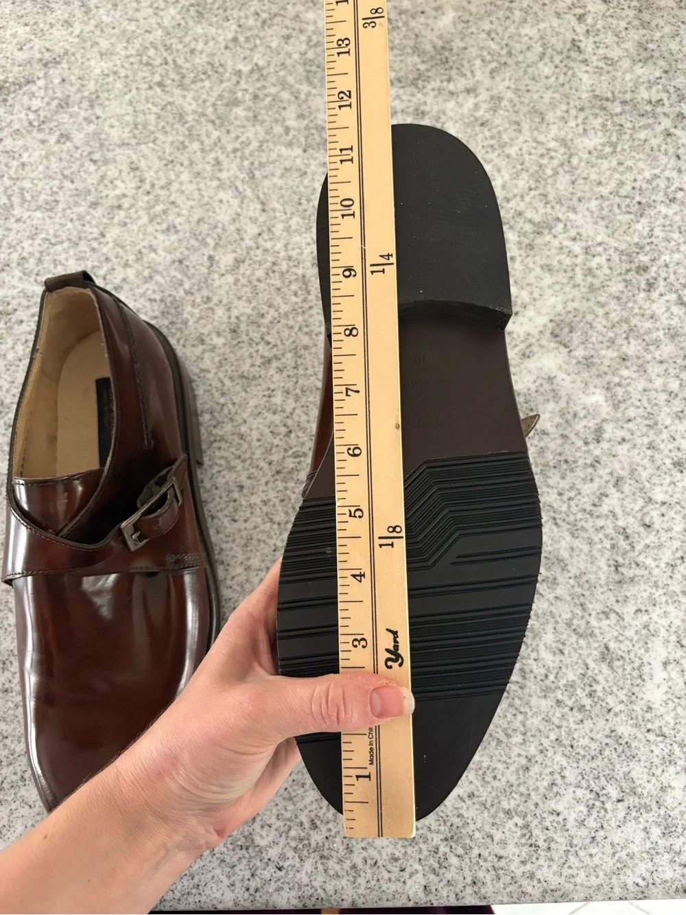 Brass boot Italy men’s monk strap dress shoe burnished brown leather men’s 10